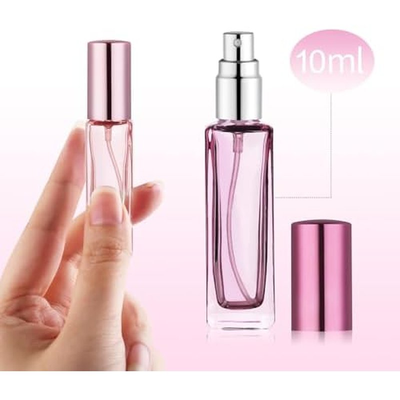 4PCS 10?ml Refillable Travel Perfume Bottle Set ? Glass Perfume Atomizer and Mini Spray Bottles with Funnels, Portable Leak?Proof Containers