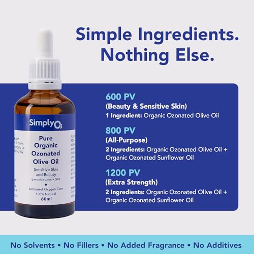Organic Ozonated Olive Oil for Skin & Face by Simply O3 - Anti-Aging & Acne Treatment
