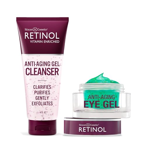 Retinol Anti-Aging Gel Cleanser - Gently Cleans Impurities From Pores & Exfoliates for Soft, Smooth Skin Eye Gel - Reduces Puffiness & Dark Circles, Restores Elasticity