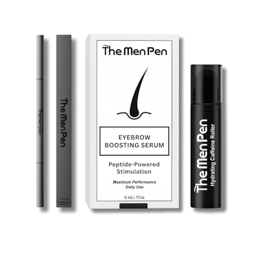 The Men Pen Eyebrow Boosting + Caffeine Kit | Eyebrow, Beard and Hair Filler | Waterproof, Long Lasting, Sweat Proof - Light Brown