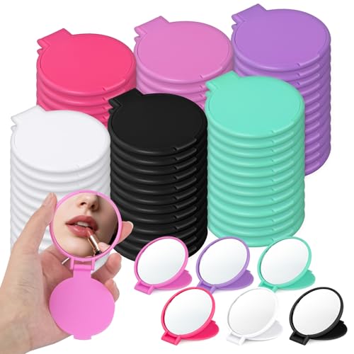 120-Pack Compact Pocket Mirrors Bulk with 6 Colors - 63mm Travel Makeup Mirrors