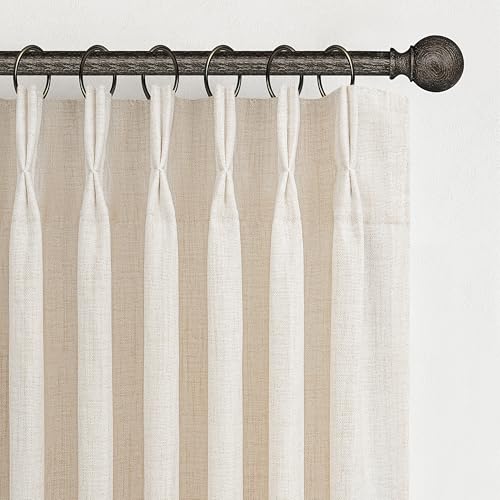 Birch 60W x 90L Inch Linen Sheer Curtain Set - 2 Panels for Living Room, Privacy & Light Filter