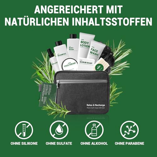 Herbal Men's Bath & Body Gift Set - 10 Pieces Spa Collection