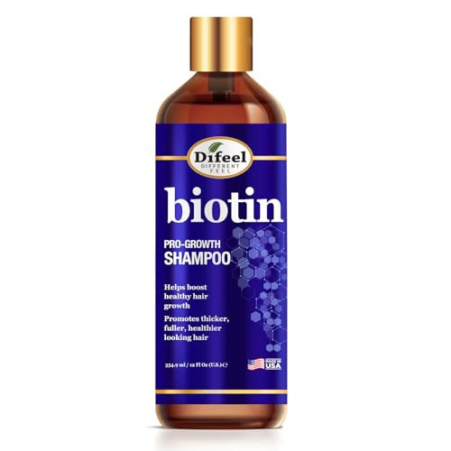 Difeel Pro-Growth Biotin Shampoo 12 oz. - for Thinning Hair and Hair Loss, Paraben-Free Shampoo with Biotin for Hair Growth