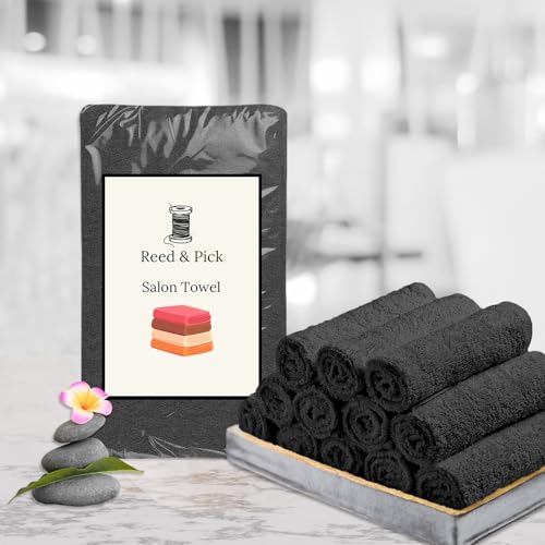 16x27 Pack of 24 Dark Grey Cotton Spa Towels - Highly Absorbent Hand & Gym Towels