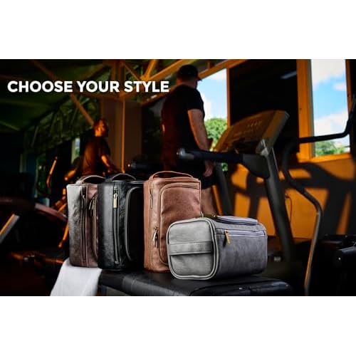 MINARAI- Mens Toiletry Bag with Razor Case?Soft PU Leather-Look Hygiene Bag for men with Wide-Open Access, Hanging Design, and Strong Structure ? Built for Travel, Gym, and Everyday Organization?BLACK