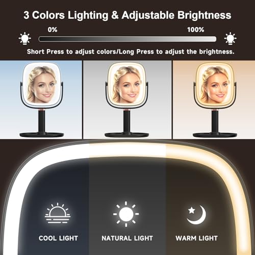 Mocado Lighted Makeup Mirror with 1X/20X Magnification - Black