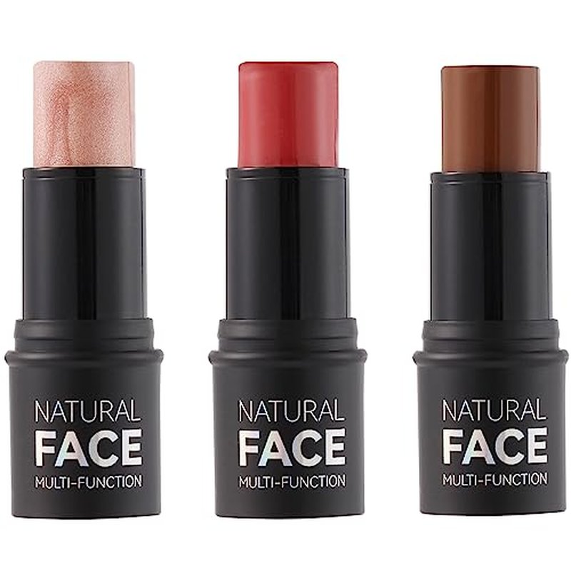 Cream Contour Sticks 3 Pcs Highlighter Bronzer Blush Face Makeup Contouring Bronzing Pen Creme Cheek Blush & Brightens Illuminator Highlight Foundation Waterproof Cosmetics Set Medium