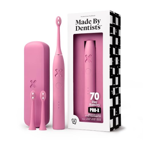 Made by Dentists PRO-X Sonic Electric Toothbrush Pink, 70-Day Battery, 3 Modes & Travel Case