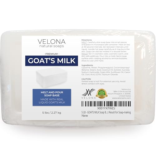 Velona Goat Milk Soap Base 80 Ounce - Melt & Pour, SLS/SLES Free, Moisturizing