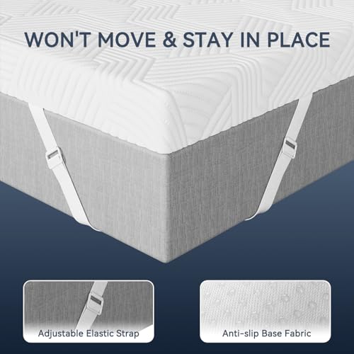 White Full Size 2 Inch Gel Memory Foam Mattress Topper - Washable Cover