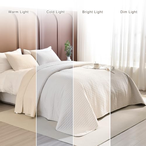 Wheat Oversized King Quilt Set - 120x120in California King Bedspread with Pillow Shams - Lightweight All-Season Bedding, 3 Piece