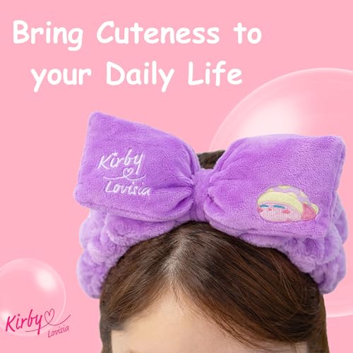 Lovisia Kirby Kawaii Face Wash Headband - Pink, Orange, Purple, Official Licensed Makeup & Skincare Headband for Girls & Women