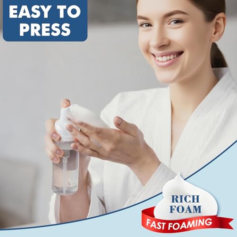 100 Pcs 2 oz Plastic Foam Pump Bottle Refillable 60ml Travel Mousse Foaming Soap Dispenser Mini Eyelash Cleaning Foam Bottle Dispenser for Face Wash Lash Shampoo Skin Care