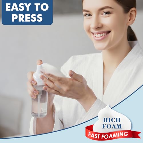 AMORIX 100 Pcs 2 oz Plastic Foam Pump Bottle Refillable 60ml Travel Mousse Foaming Soap Dispenser Mini Eyelash Cleaning Foam Bottle Dispenser for Face Wash Lash Shampoo Skin Care