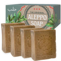 Aleppo Soap Bar with Laurel & Olive Oil - Handmade Ancient Recipe - 7oz Pack of 4 - Laurel Oil Variation