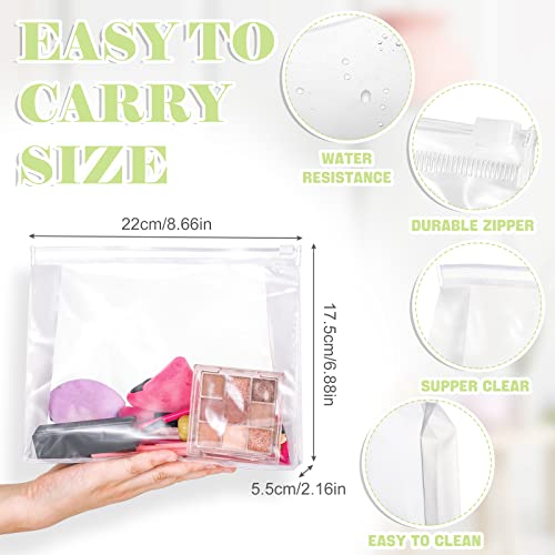 50 Pcs Clear Makeup Bags - Travel Waterproof Zipper Cosmetic Pouches 8.6 x 6.8 in