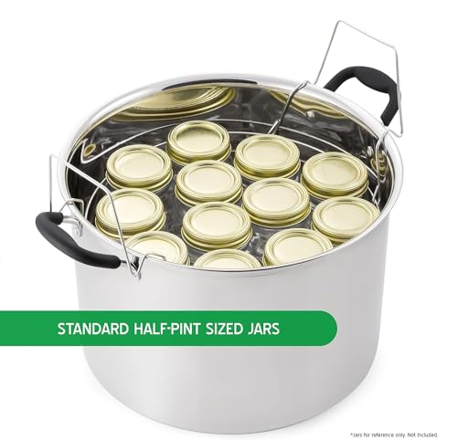 21.5 Qt Stainless Steel Water Bath Canner with Glass Lid & Induction Compatibility - Includes Jar Rack - Durable & Versatile