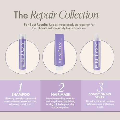 Enjoy Silver Platinum Purple Shampoo for Brassy Hair - Sulfate-Free, pH 4.0-5.0, 10.1 Fl Oz