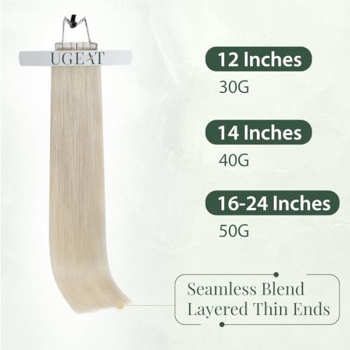 Ugeat Blonde Tape-In Hair Extensions 12 Inch Human Hair - Variation 60A - 20PCS, 30G