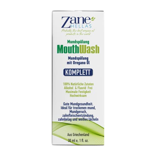 Zane Hellas Mouthwash with Oregano Oil – Herbal Alcohol & Fluoride Free, 2 fl oz