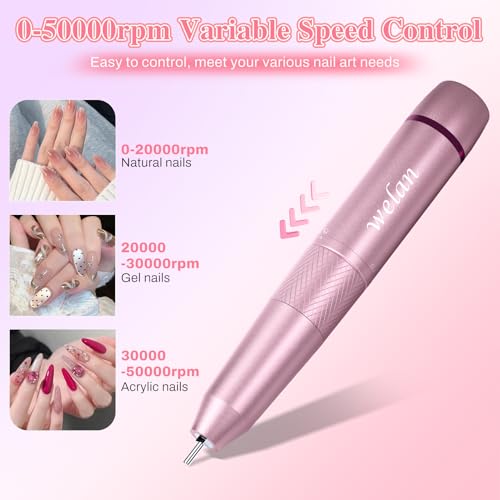 Pink Professional Electric Nail Drill Machine 50000RPM for Nail Polishing & Shaping