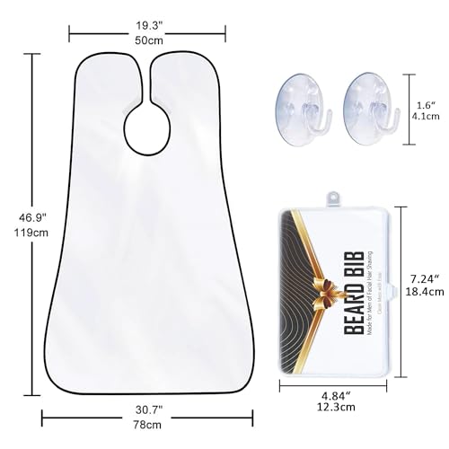 Beard Bib Apron, Beard Trimming Catcher for Men Shaving Hair Clippings Non-Stick Waterproof Grooming Cloth