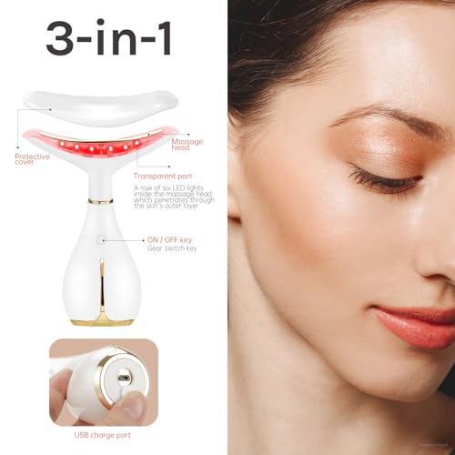 Ms.W White 3-in-1 Red Light Facial Massager for Face & Neck – LED, Thermal & Vibration