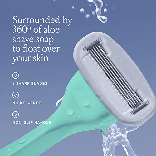 Billie Razors for Women Shave Kit ? Women¡¯s Razor + 4 x 5-Blade Razor Refills + Magnetic Holder ? Cool Blue & Women¡¯s Razor Refill Blades 5-Blade Cartridges - 4 count