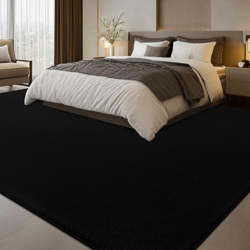 qulint Black 6x9 Feet Memory Foam Rug for Living Room & Bedroom, Non-Slip Washable Large Area Rug