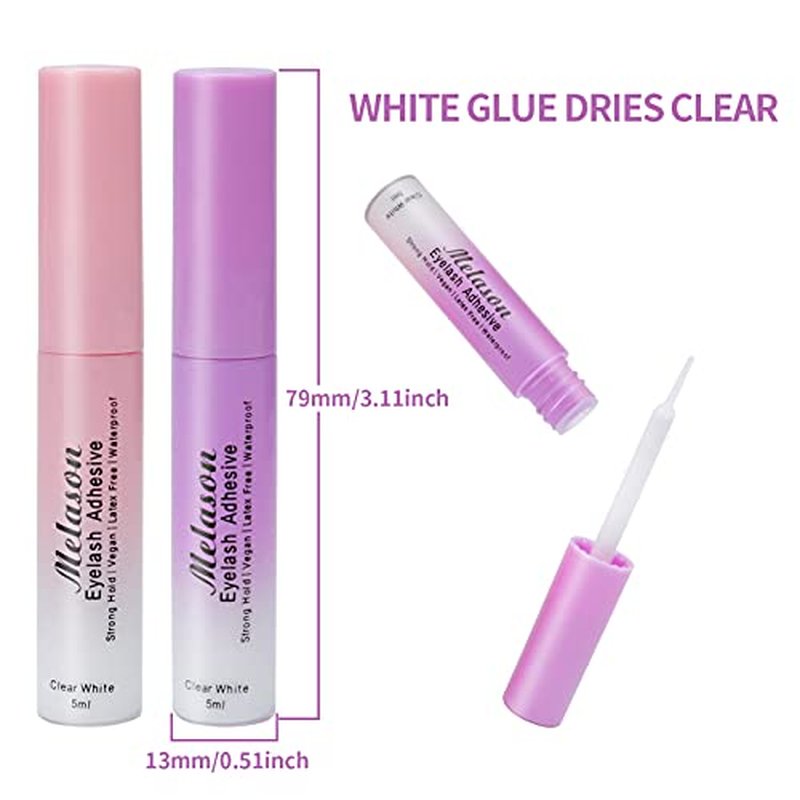Best Eyelash Glue,Super Strong Hold Eyelash Adhesive,Fast Drying,Latex Free Vegan Waterproof Hypoallergenic Strip Lash Adhesive,Suitable for Senstive Eyes, 2pcs/Pack, 5mlx2 0.34fl.oz