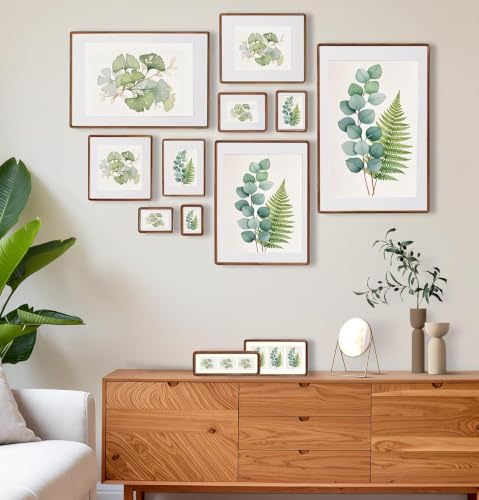 Wooden 4x4 Picture Frame with Mat - Walnut Rounded Corner Photo Frame for Wall or Tabletop Display