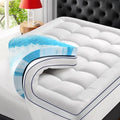 White King Size Dual Layer Memory Foam Mattress Topper - 4 Inch Gel & Pillow Top