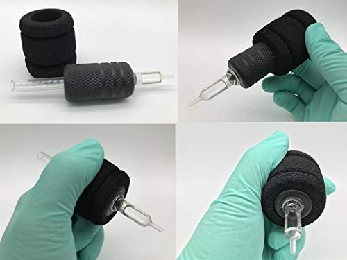 BISIBITA2 20 Pack Tattoo Foam Grip Covers for 1-Inch Tubes Black - Comfort & Vibration Reduction