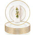 8-Pack 13 Inch Clear Glass Charger Plates with Gold Edge for Weddings & Dining