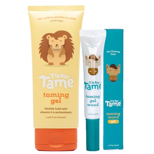 T is for Tame Kids Hair Taming Gel & Wand Bundle 1 Fl Oz Pack of 2