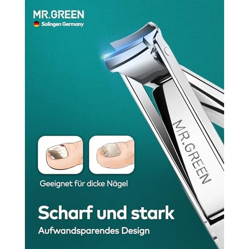 Portable Nail Clippers,Medical Grade Stainless Steel Foldable Nail Cutter with Leather Case, Ultra Slim Travel Design Mr-1099sl (Pack of 2)