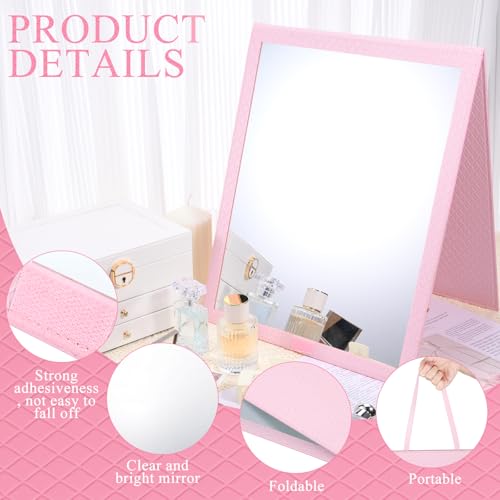Pink 33-Inch Foldable Full Body Travel Mirror for Dance & Camping