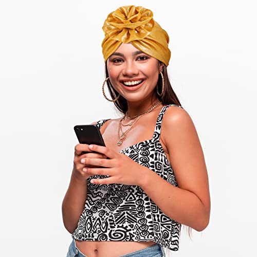 Women African Turban Headwraps - Colorful Knot Flower Styles, Pack of 6