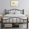 Full Size Bed Frame with Headboard - Black, Noise-Reducing, 14 Steel Bars, 12-Inch Clearance