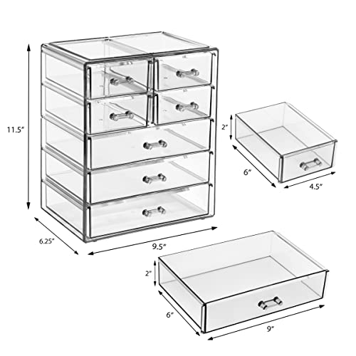 Sorbus 7-Drawer Makeup Organizer with 3 Large and 4 Small Clear Drawers