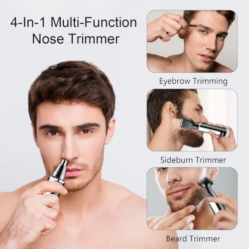 Rechargeable 4-in-1 Nose Ear Eyebrow Beard Trimmer Kit - Waterproof, LED Display