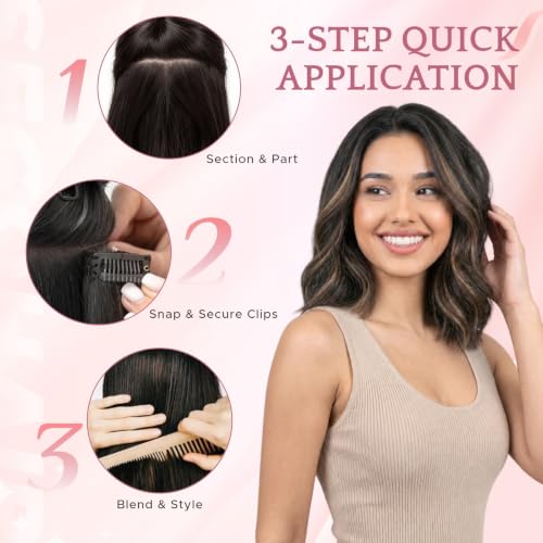 Medium Brown Clip-In Hair Extensions 14 Inch Real Human Hair - 5pcs Set