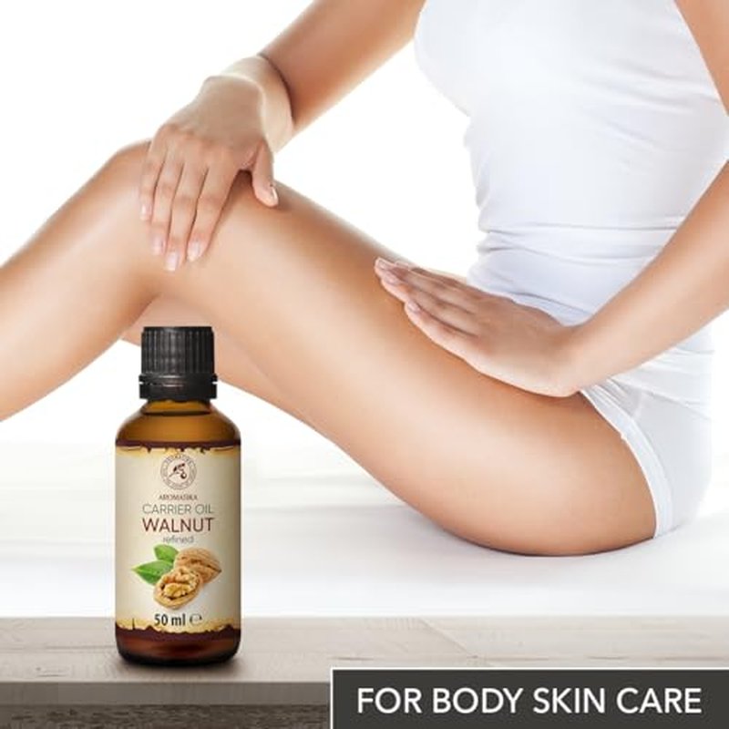 AROMATIKA Walnut Oil 1.7 Fl Oz (50ml) - Juglans Regia Seed Oil - USA - 100% Pure & Natural - Intensive for Face Care - Body - Hair - Skin - Nails - Hands - Good w/Essential Oil