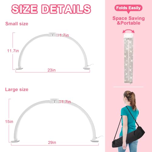 29-Inch Foldable Half Moon Nail Desk Lamp with Phone Holder - Stepless Dimming & Color Temp