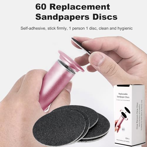 Electric Foot Callus Remover Pink with 60 Sanding Discs - Adjustable Speed, No Battery