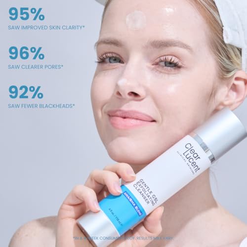Gentle? GSL AHA/BHA Exfoliating Cleanser? - Glycolic, Salicylic &?Lactic Acid Face Wash for Acne, Blackheads &?Brightening, Aloe + Hyaluronic Hydration, Fragrance?Free, Sensitive?Skin Safe - 4?fl?oz