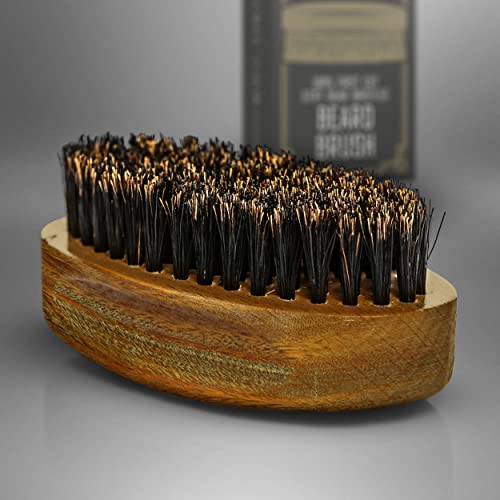 Beard Brush with Firm Boar Bristles - Green Sandalwood Handle - Men's Grooming Tool