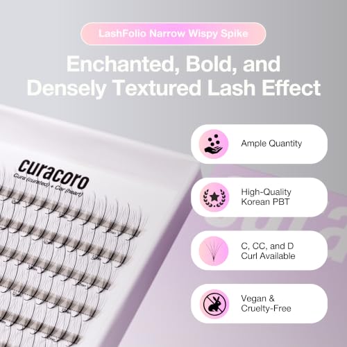Curacoro LashFolio Narrow Wispy 7D-0.05 C Curl Promade Fans, 8-13mm