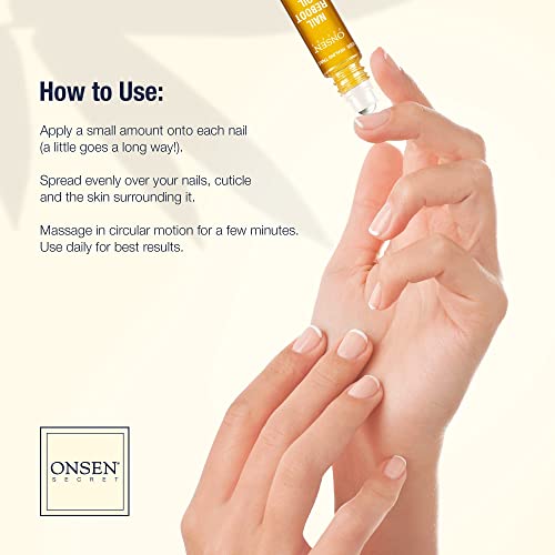 Onsen Secret Japanese Nail Reboot Cuticle Oil & Buffing Kit with File & Pads - Nail Strengthening & Repair - Variation of Nail Kit with Oil